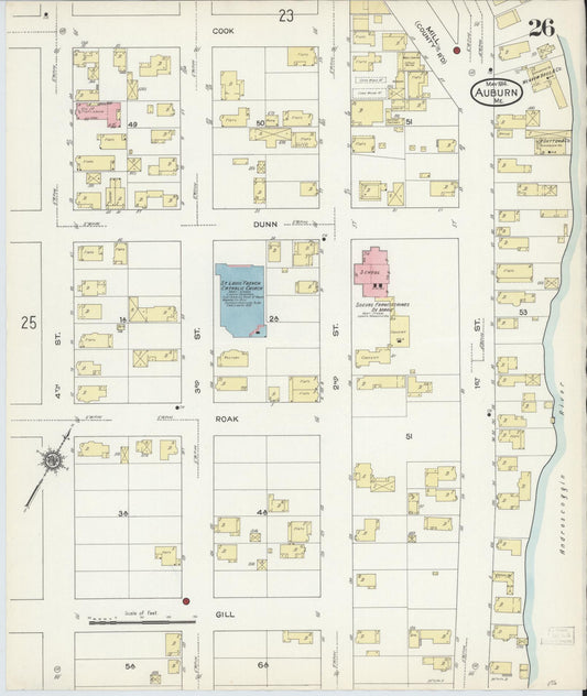 Sanborn Fire Insurance Map from Auburn, Androscoggin County, Maine (1914), Sheet #0026 - Historic Sanborn Fire Insurance Map Print, vintage old map wall art, antique decor, genealogy gift, Maine Maine map