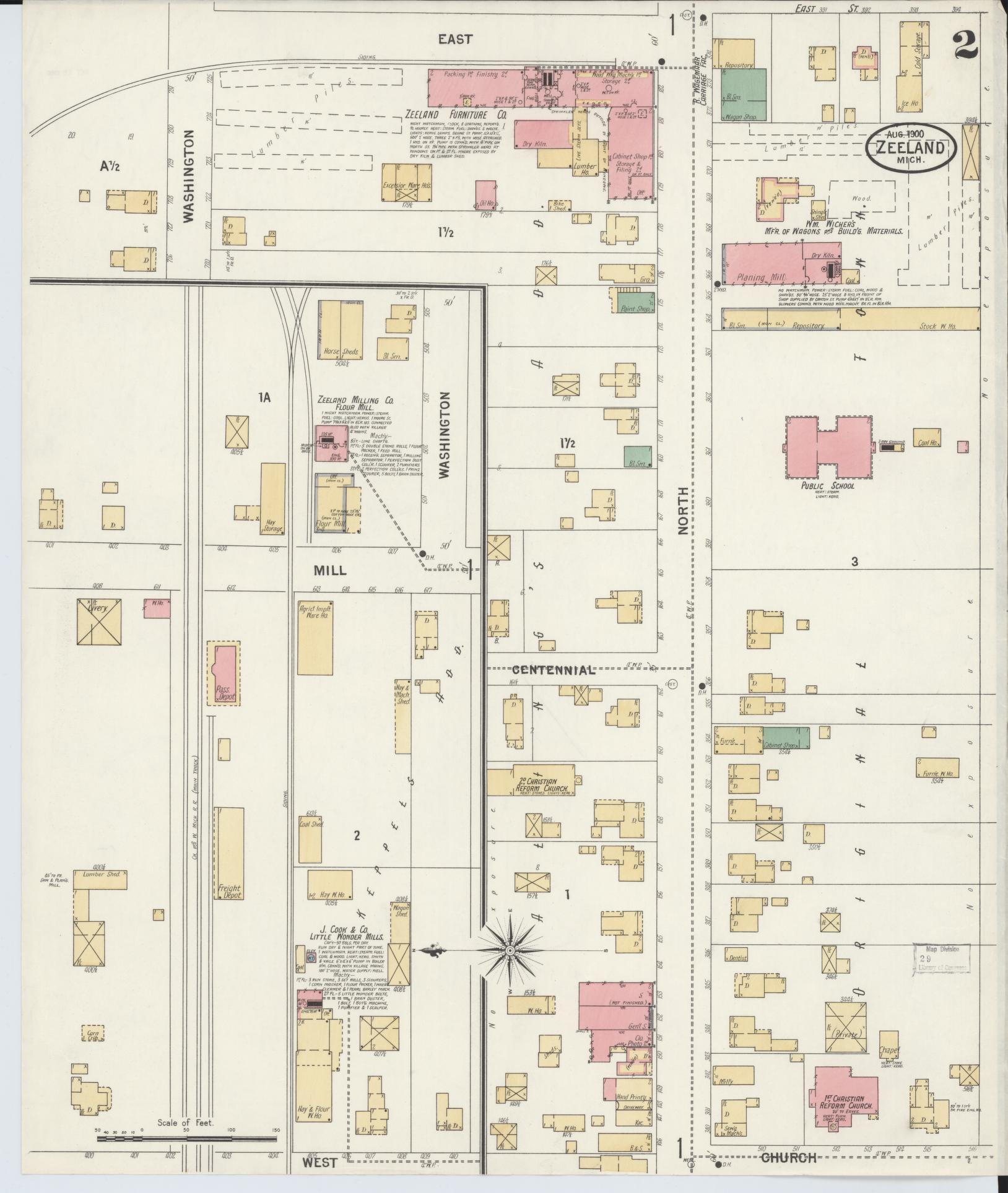 Sanborn Fire Insurance Map from Zeeland, Ottawa County, Michigan (1900), Sheet #0002 - Complete Map Set gallery image, historic Sanborn map, vintage wall art, Michigan Michigan