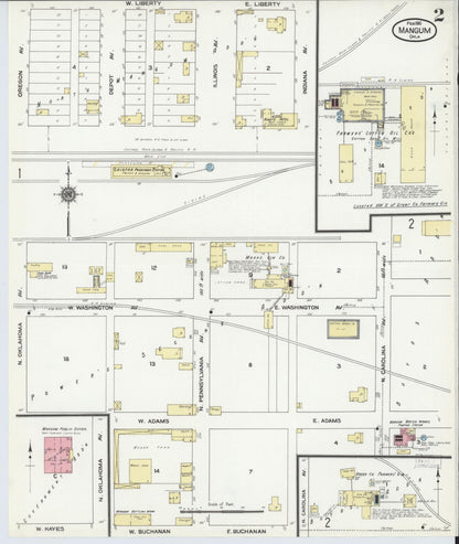Sanborn Fire Insurance Map from Mangum, Greer County, Oklahoma (1910), Sheet #0002 - Complete Map Set gallery image, historic Sanborn map, vintage wall art, Oklahoma Oklahoma