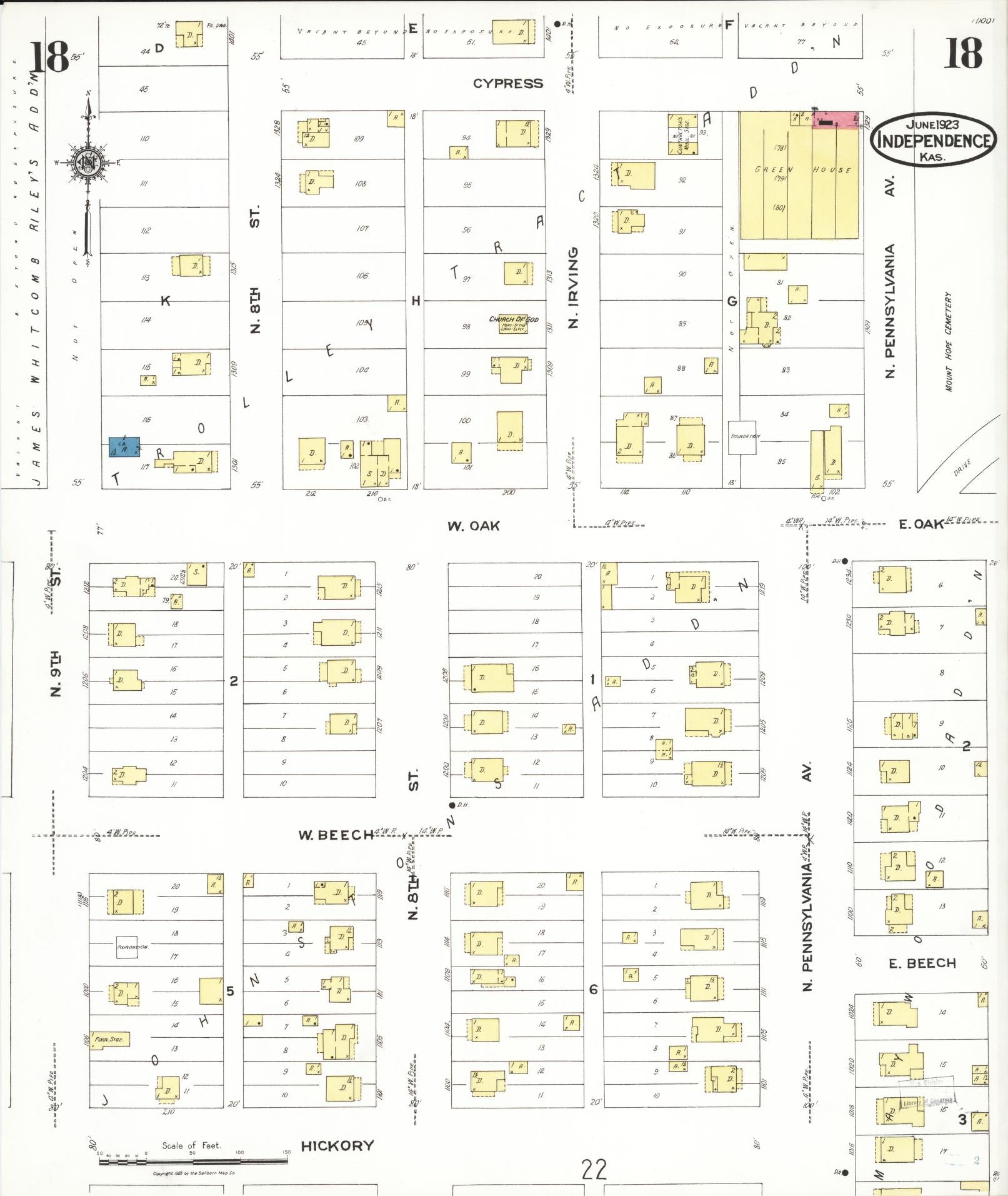 Sanborn Fire Insurance Map from Independence, Montgomery County, Kansas (1923), Sheet #0019 - Complete Map Set gallery image, historic Sanborn map, vintage wall art, Kansas Kansas
