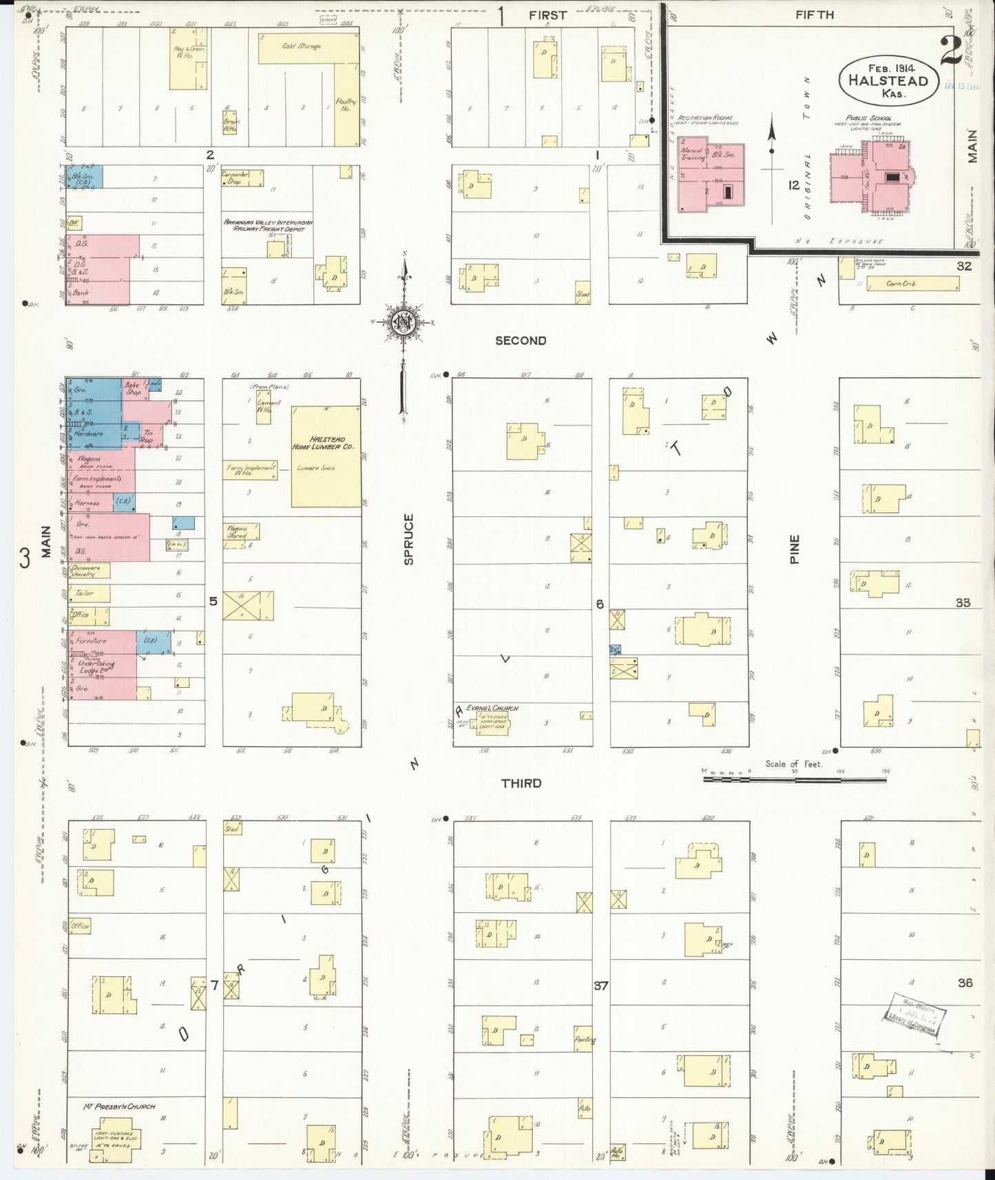 Sanborn Fire Insurance Map from Halstead, Harvey County, Kansas (1914), Sheet #0002 - Complete Map Set gallery image, historic Sanborn map, vintage wall art, Kansas Kansas
