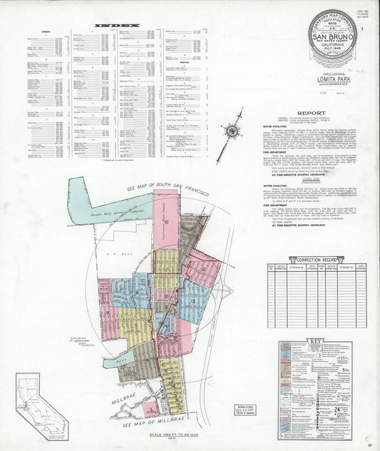 Sanborn Fire Insurance Map from San Bruno, San Mateo County, California. (1949) – Historic Sanborn Fire Insurance Map Print