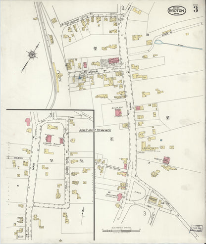 Sanborn Fire Insurance Map from Groton, Middlesex County, Massachusetts (1921), Sheet #0003 - Historic Sanborn Fire Insurance Map Print, vintage old map wall art, antique decor, genealogy gift, Massachusetts Massachusetts map