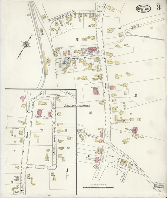 Sanborn Fire Insurance Map from Groton, Middlesex County, Massachusetts (1921), Sheet #0003 - Historic Sanborn Fire Insurance Map Print, vintage old map wall art, antique decor, genealogy gift, Massachusetts Massachusetts map