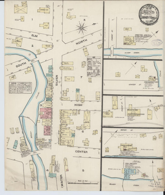 Sanborn Fire Insurance Map from Garrettsville, Portage County, Ohio (1884), Sheet #0001 - Historic Sanborn Fire Insurance Map Print, vintage old map wall art, antique decor, genealogy gift, Ohio Ohio map