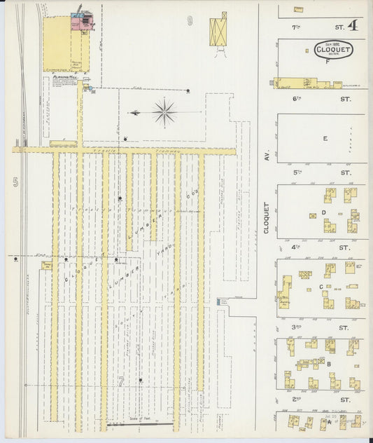 Sanborn Fire Insurance Map from Cloquet, Carlton County, Minnesota (1892), Sheet #0004 - Historic Sanborn Fire Insurance Map Print, vintage old map wall art, antique decor, genealogy gift, Minnesota Minnesota map