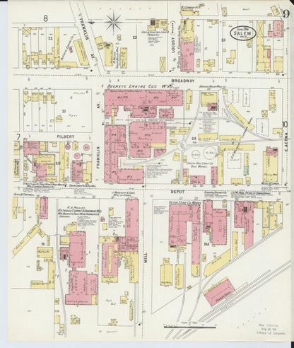 Sanborn Fire Insurance Map from Salem, Columbiana County, Ohio (1898), Sheet #0009 - Historic Sanborn Fire Insurance Map Print, vintage old map wall art, antique decor, genealogy gift, Ohio Ohio map