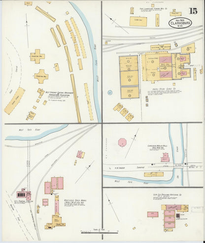 Sanborn Fire Insurance Map from Clarksburg, Harrison County, West Virginia (1905), Sheet #0015 - Complete Map Set gallery image, historic Sanborn map, vintage wall art, West Virginia West Virginia