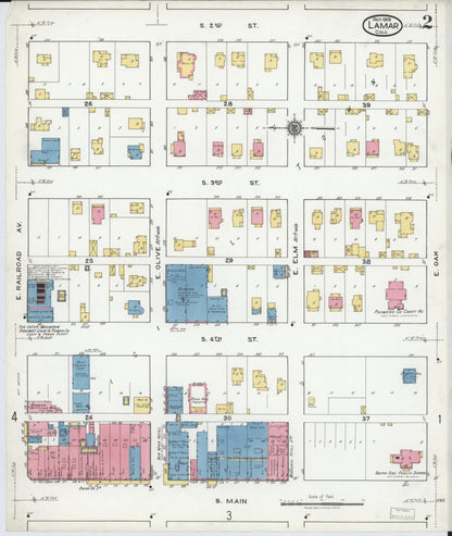 Sanborn Fire Insurance Map from Lamar, Prowers County, Colorado (1919), Sheet #0002 - Complete Map Set gallery image, historic Sanborn map, vintage wall art, Colorado Colorado