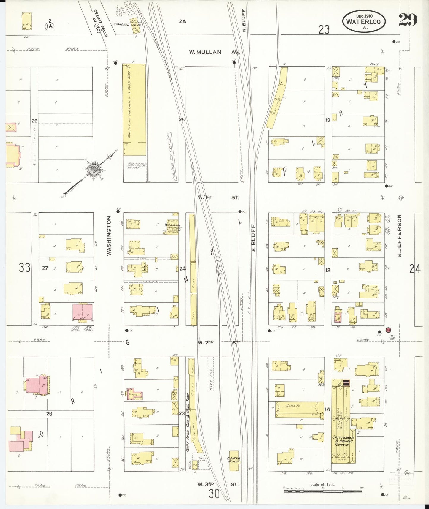 Sanborn Fire Insurance Map from Waterloo, Black Hawk County, Iowa (1910), Sheet #0029 - Historic Sanborn Fire Insurance Map Print