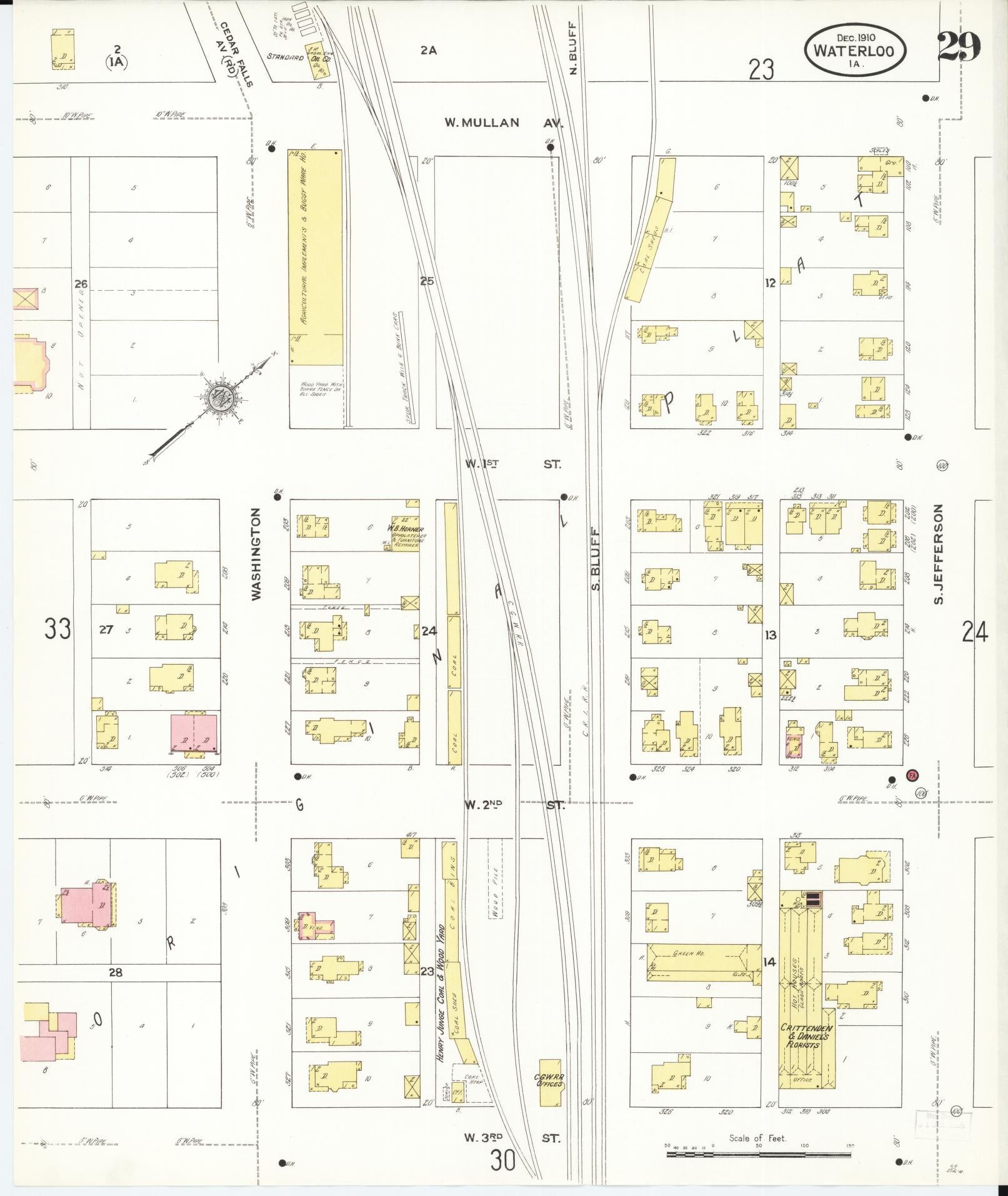 Sanborn Fire Insurance Map from Waterloo, Black Hawk County, Iowa (1910), Sheet #0029 - Historic Sanborn Fire Insurance Map Print