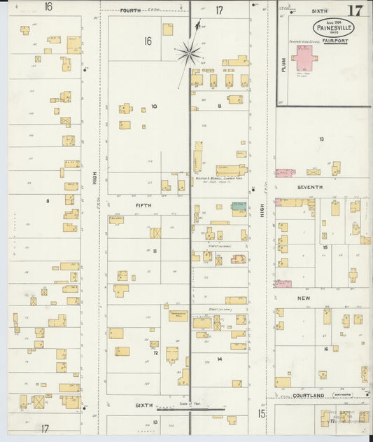 Sanborn Fire Insurance Map from Painesville, Lake County, Ohio (1904), Sheet #0017 - Historic Sanborn Fire Insurance Map Print, vintage old map wall art, antique decor, genealogy gift, Ohio Ohio map