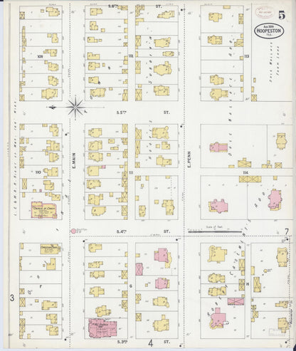 Sanborn Fire Insurance Map from Hoopeston, Vermilion County, Illinois (1899), Sheet #0005 - Complete Map Set gallery image, historic Sanborn map, vintage wall art, Illinois Illinois