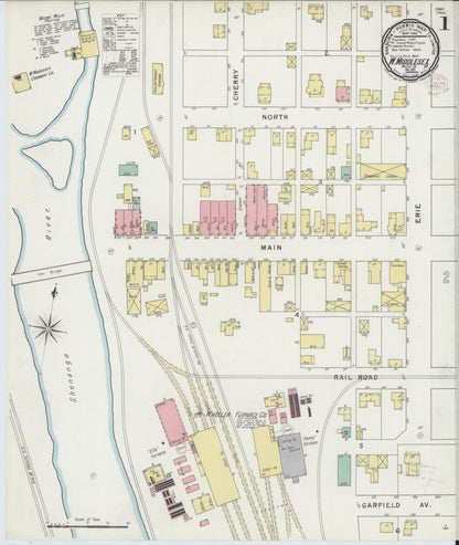 Sanborn Fire Insurance Map from West Middlesex, Mercer County, Pennsylvania (1895), Sheet #0001 - Historic Sanborn Fire Insurance Map Print, vintage old map wall art, antique decor, genealogy gift, Pennsylvania Pennsylvania map