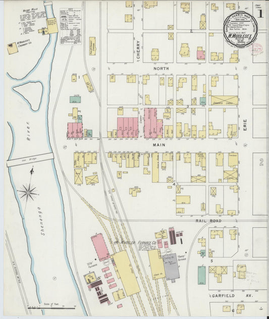 Sanborn Fire Insurance Map from West Middlesex, Mercer County, Pennsylvania (1895), Sheet #0001 - Historic Sanborn Fire Insurance Map Print, vintage old map wall art, antique decor, genealogy gift, Pennsylvania Pennsylvania map