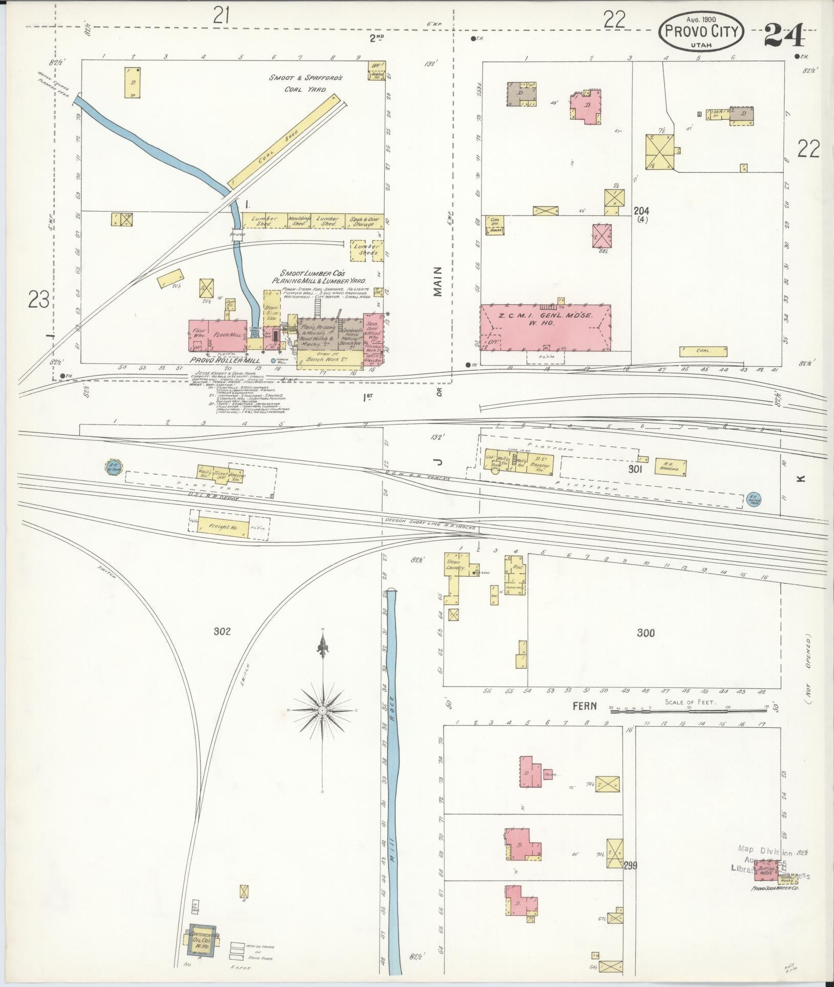 Sanborn Fire Insurance Map from Provo, Utah County, Utah (1900), Sheet #0024 - Complete Map Set gallery image, historic Sanborn map, vintage wall art, Provo Utah