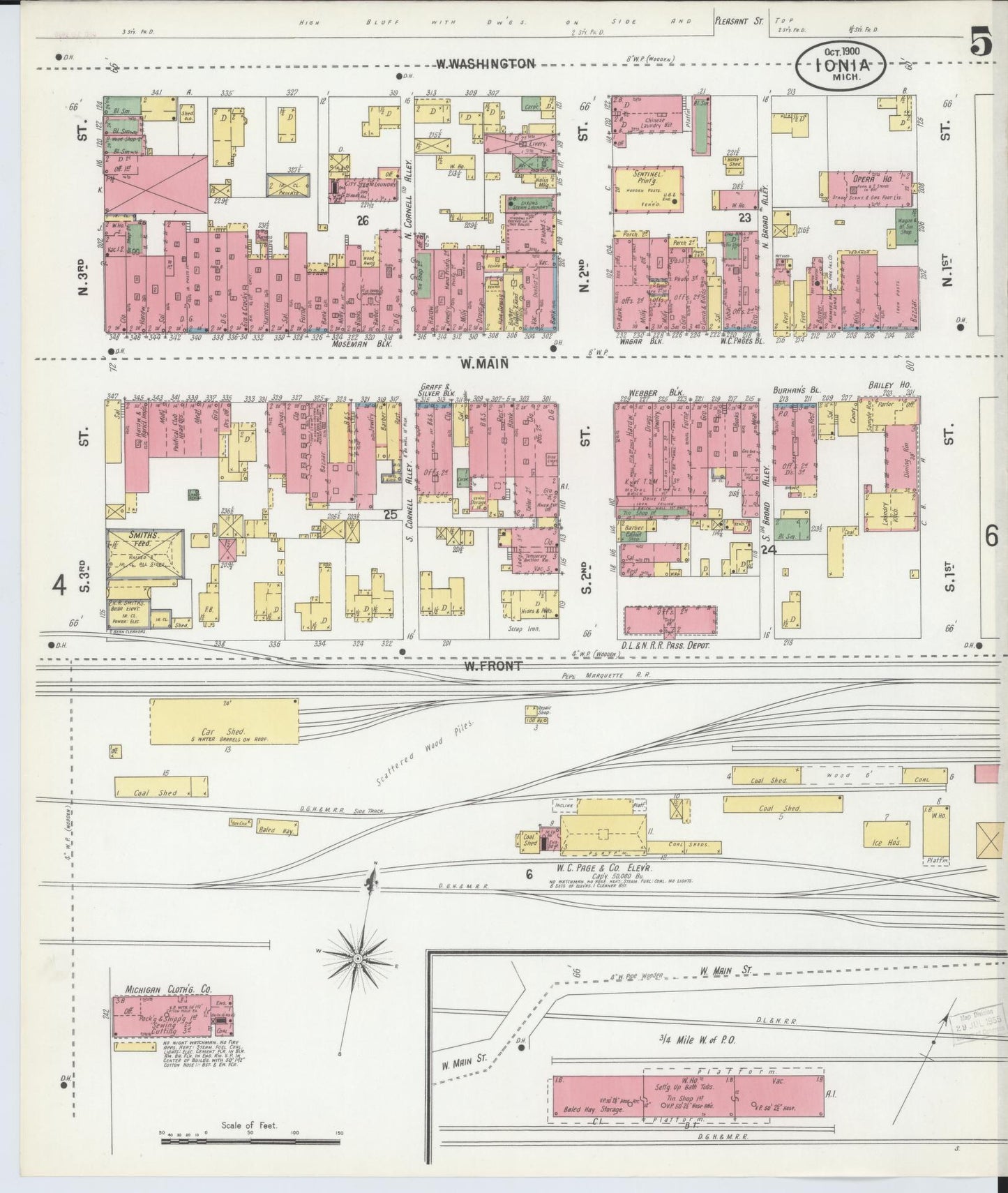 Sanborn Fire Insurance Map from Ionia, Ionia County, Michigan (1900), Sheet #0005 - Complete Map Set gallery image, historic Sanborn map, vintage wall art, Michigan Michigan