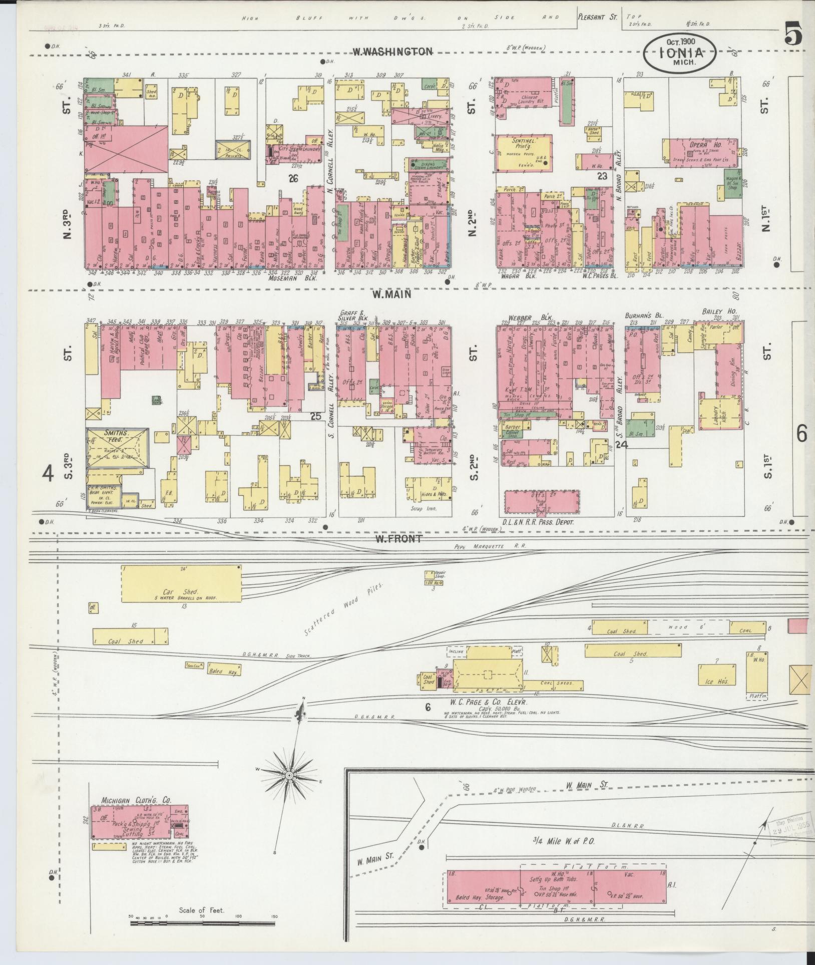 Sanborn Fire Insurance Map from Ionia, Ionia County, Michigan (1900), Sheet #0005 - Complete Map Set gallery image, historic Sanborn map, vintage wall art, Michigan Michigan