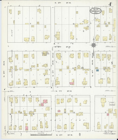 Sanborn Fire Insurance Map from Faribault, Rice County, Minnesota (1914), Sheet #0004 - Historic Sanborn Fire Insurance Map Print, vintage old map wall art, antique decor, genealogy gift, Minnesota Minnesota map