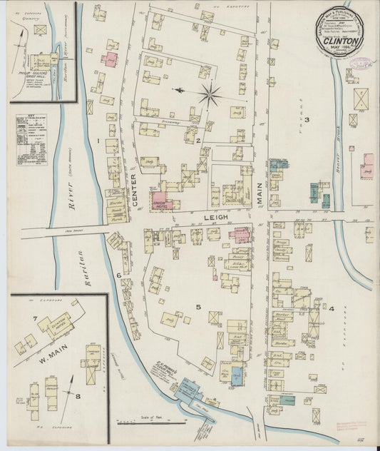 Sanborn Fire Insurance Map from Clinton, Hunterdon County, New Jersey (1886), Sheet #0001 - Historic Sanborn Fire Insurance Map Print, vintage old map wall art, antique decor, genealogy gift, New Jersey New Jersey map