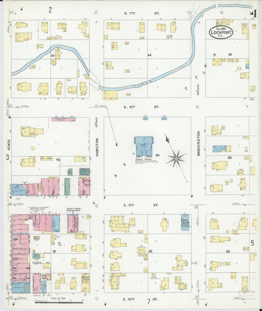 Sanborn Fire Insurance Map from Lockport, Will County, Illinois (1909), Sheet #0004 - Historic Sanborn Fire Insurance Map Print, vintage old map wall art, antique decor, genealogy gift, Illinois Illinois map