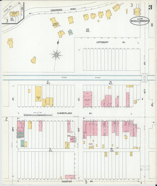 Sanborn Fire Insurance Map from Middlesboro, Bell County, Kentucky (1901), Sheet #0003 - Historic Sanborn Fire Insurance Map Print, vintage old map wall art, antique decor, genealogy gift, Kentucky Kentucky map