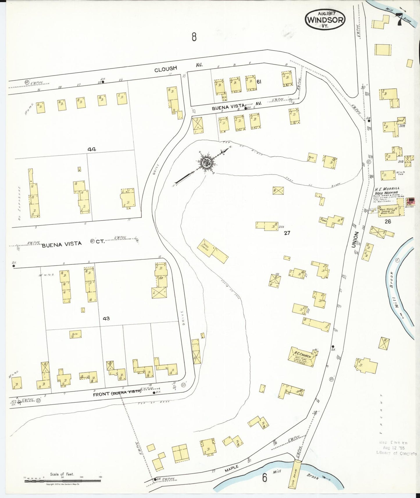 Sanborn Fire Insurance Map from Windsor, Windsor County, Vermont (1917), Sheet #0007 - Complete Map Set gallery image, historic Sanborn map, vintage wall art, Vermont Vermont