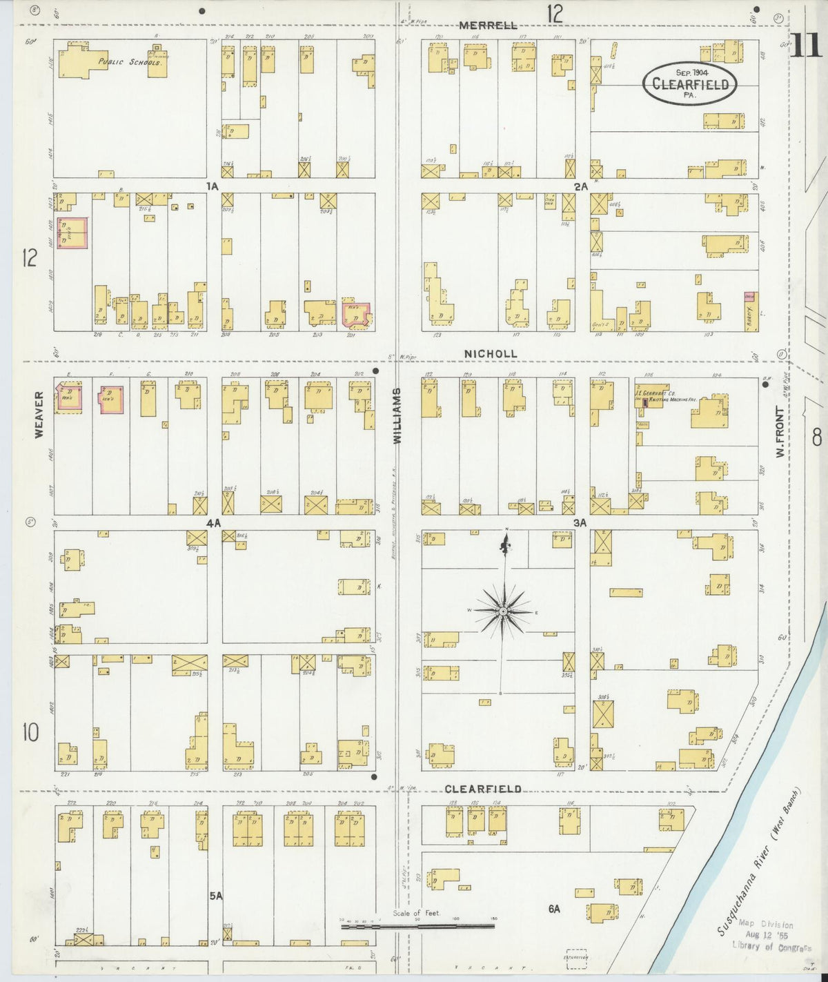 Sanborn Fire Insurance Map from Clearfield, Clearfield County, Pennsylvania (1904), Sheet #0011 - Complete Map Set gallery image, historic Sanborn map, vintage wall art, Pennsylvania Pennsylvania