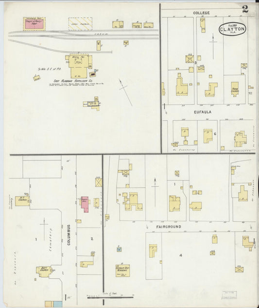 Sanborn Fire Insurance Map from Clayton, Barbour County, Alabama (1897), Sheet #0002 - Historic Sanborn Fire Insurance Map Print, vintage old map wall art, antique decor, genealogy gift, Alabama Alabama map