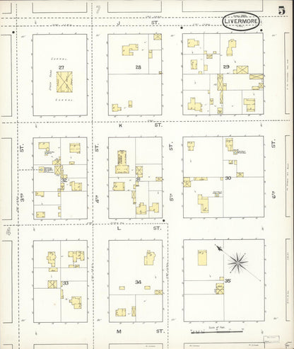 Sanborn Fire Insurance Map from Livermore, Alameda County, California (1893), Sheet #0005 - Complete Map Set gallery image, historic Sanborn map, vintage wall art, California California