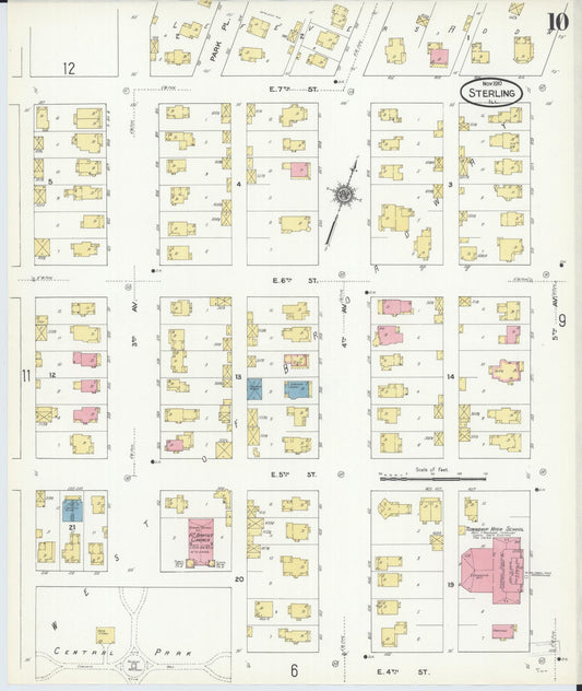 Sanborn Fire Insurance Map from Sterling, Whiteside County, Illinois (1910), Sheet #0010 - Historic Sanborn Fire Insurance Map Print, vintage old map wall art, antique decor, genealogy gift, Illinois Illinois map