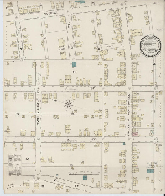 Sanborn Fire Insurance Map from Williamstown, Dauphin County, Pennsylvania (1885), Sheet #0001 - Historic Sanborn Fire Insurance Map Print, vintage old map wall art, antique decor, genealogy gift, Pennsylvania Pennsylvania map
