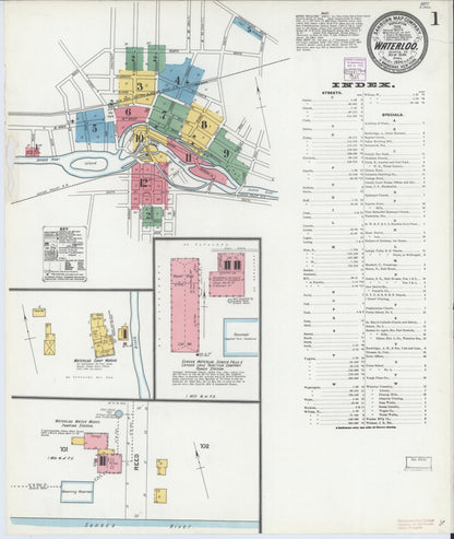 Sanborn Fire Insurance Map from Waterloo, Seneca County, New York (1904), Sheet #0001 - Complete Map Set gallery image, historic Sanborn map, vintage wall art, New York New York