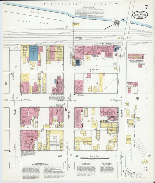 Sanborn Fire Insurance Map from Red Wing, Goodhue County, Minnesota (1917), Sheet #0007 - Historic Sanborn Fire Insurance Map Print, vintage old map wall art, antique decor, genealogy gift, Minnesota Minnesota map