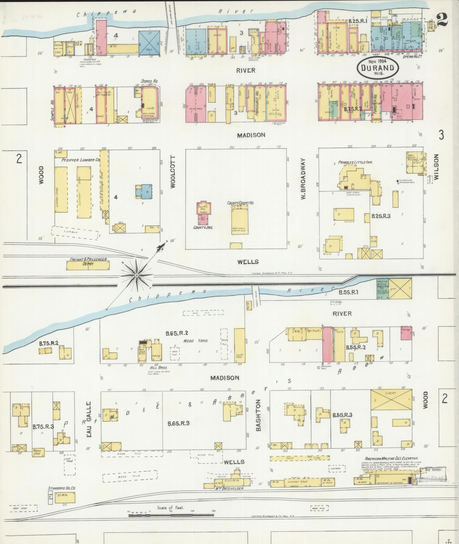 Sanborn Fire Insurance Map from Durand, Pepin County, Wisconsin (1904), Sheet #0002 - Complete Map Set gallery image, historic Sanborn map, vintage wall art, Wisconsin Wisconsin
