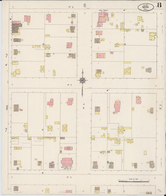 Sanborn Fire Insurance Map from Nephi, Juab County, Utah (1917), Sheet #0008 - Historic Sanborn Fire Insurance Map Print, vintage old map wall art, antique decor, genealogy gift, Utah Utah map
