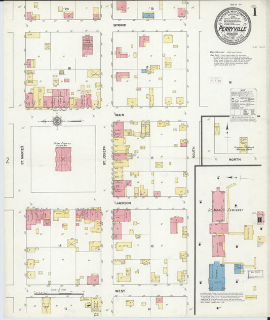 Sanborn Fire Insurance Map from Perryville, Perry County, Missouri (1911), Sheet #0001 - Historic Sanborn Fire Insurance Map Print, vintage old map wall art, antique decor, genealogy gift, Missouri Missouri map