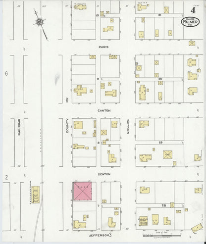 Sanborn Fire Insurance Map from Palmer, Ellis County, Texas (1921), Sheet #0004 - Historic Sanborn Fire Insurance Map Print, vintage old map wall art, antique decor, genealogy gift, Texas Texas map