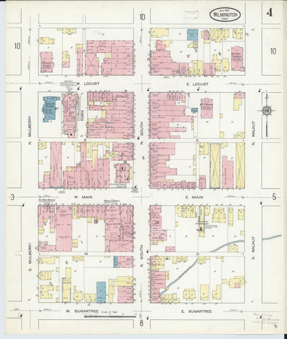 Sanborn Fire Insurance Map from Wilmington, Clinton County, Ohio (1914), Sheet #0004 - Complete Map Set gallery image, historic Sanborn map, vintage wall art, Ohio Ohio