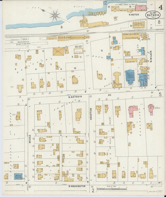Sanborn Fire Insurance Map from Batavia, Kane County, Illinois (1897), Sheet #0004 - Historic Sanborn Fire Insurance Map Print, vintage old map wall art, antique decor, genealogy gift, Illinois Illinois map