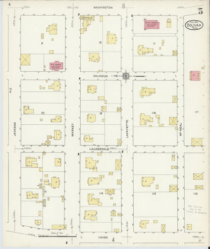 Sanborn Fire Insurance Map from Bolivar, Hardeman County, Tennessee (1913), Sheet #0005 - Complete Map Set gallery image, historic Sanborn map, vintage wall art, Tennessee Tennessee