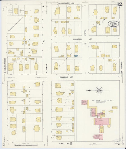 Sanborn Fire Insurance Map from York, York County, Nebraska (1909), Sheet #0012 - Complete Map Set gallery image, historic Sanborn map, vintage wall art, Nebraska Nebraska