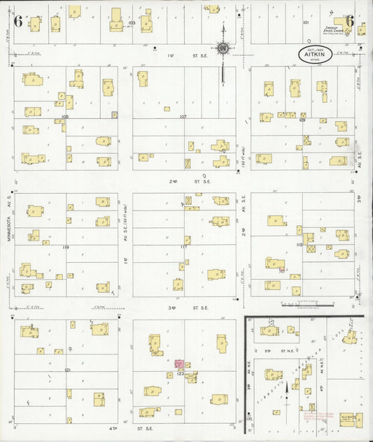 Sanborn Fire Insurance Map from Aitkin, Aitkin County, Minnesota (1929), Sheet #0006 - Historic Sanborn Fire Insurance Map Print, vintage old map wall art, antique decor, genealogy gift, Minnesota Minnesota map