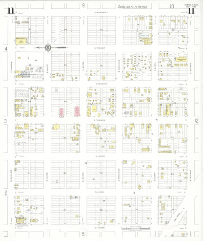 Sanborn Fire Insurance Map from Hobbs, Lea County, New Mexico (1938), Sheet #0011 - Complete Map Set gallery image, historic Sanborn map, vintage wall art, New Mexico New Mexico