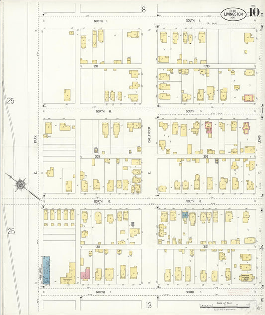 Sanborn Fire Insurance Map from Livingston, Park County, Montana (1921), Sheet #0010 - Historic Sanborn Fire Insurance Map Print, vintage old map wall art, antique decor, genealogy gift, Montana Montana map