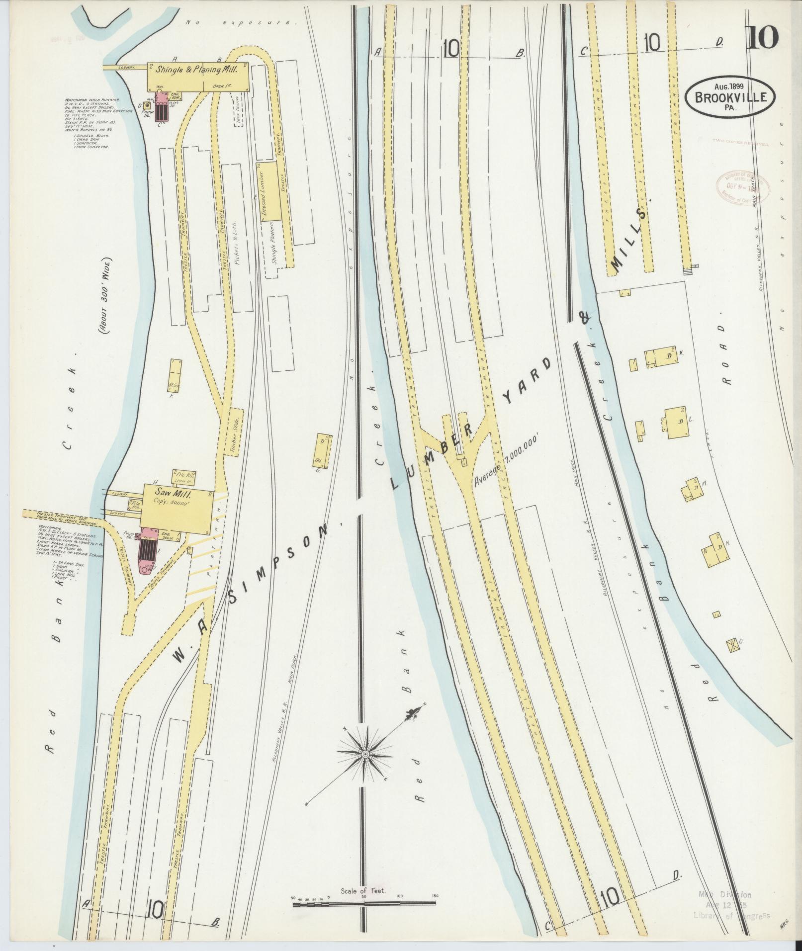 Sanborn Fire Insurance Map from Brookville, Jefferson County, Pennsylvania (1899), Sheet #0010 - Historic Sanborn Fire Insurance Map Print, vintage old map wall art, antique decor, genealogy gift, Pennsylvania Pennsylvania map