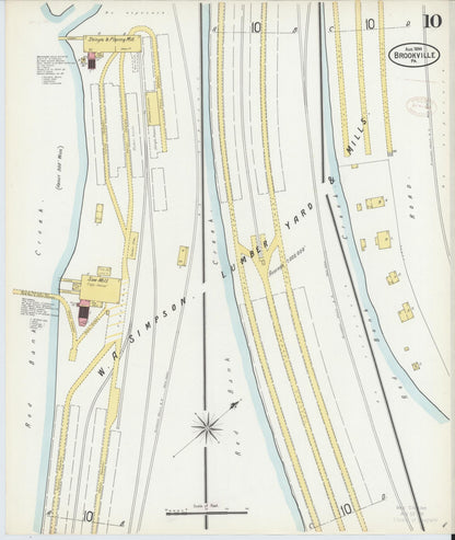 Sanborn Fire Insurance Map from Brookville, Jefferson County, Pennsylvania (1899), Sheet #0010 - Historic Sanborn Fire Insurance Map Print, vintage old map wall art, antique decor, genealogy gift, Pennsylvania Pennsylvania map