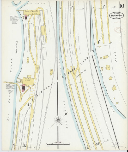 Sanborn Fire Insurance Map from Brookville, Jefferson County, Pennsylvania (1899), Sheet #0010 - Historic Sanborn Fire Insurance Map Print, vintage old map wall art, antique decor, genealogy gift, Pennsylvania Pennsylvania map