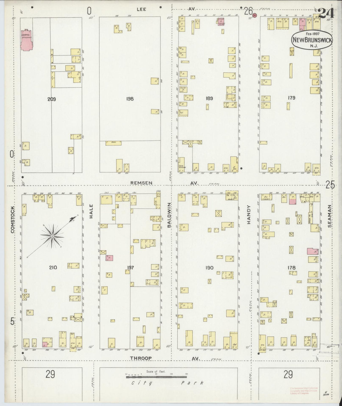 Sanborn Fire Insurance Map from New Brunswick, Middlesex County, New Jersey (1897), Sheet #0024 - Complete Map Set gallery image, historic Sanborn map, vintage wall art, New Jersey New Jersey