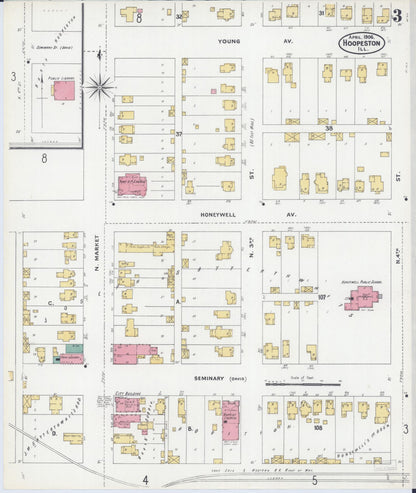 Sanborn Fire Insurance Map from Hoopeston, Vermilion County, Illinois (1906), Sheet #0003 - Complete Map Set gallery image, historic Sanborn map, vintage wall art, Illinois Illinois